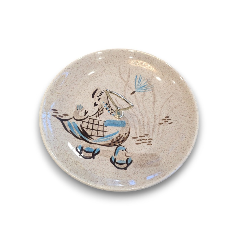 Vintage MCM Red Wing Pottery Bob White Quail Tidbit Serving Platter Tray 11''
